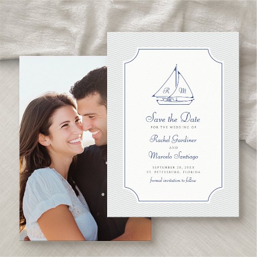 Save The Date Mariage en voilier nautique Enregistrer la date
