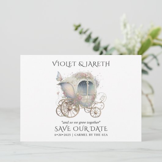 Save The Date Mariage Enchanté Bois Enregistrer La Date (Debout devant)