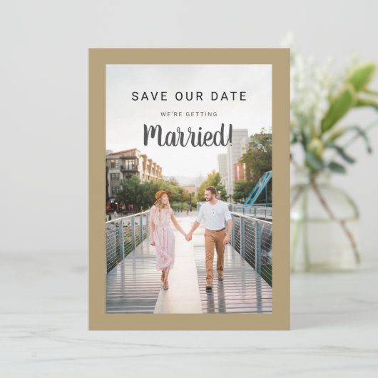 Save The Date Mariage Enregistrer Date 2 Photo Gold Faire votre  (Debout devant)