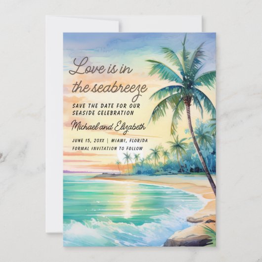 Save The Date Mariage Enregistrer Date Photo Tropical Beach (Devant)