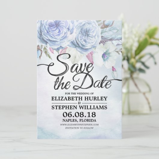 Save The Date Mariage Enregistrer La Date Aquarelle Floral & Plu (Debout devant)