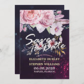 Save The Date Mariage Enregistrer La Date Aquarelle Plumes Flora (Devant / Derrière)