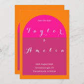 Save The Date Mariage Enregistrer la date Arch rose et orange (Devant / Derrière)