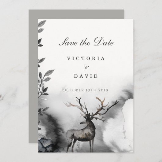 Save The Date Mariage Enregistrer la Date Bois Forêt Enchantée (Devant / Derrière)