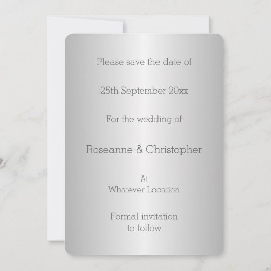 Save The Date Mariage Enregistrer La Date Coeurs Argent (Dos)