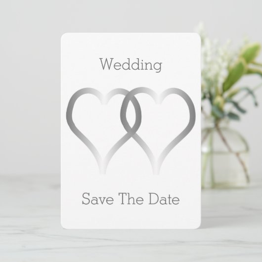 Save The Date Mariage Enregistrer La Date Coeurs Argent (Debout devant)
