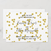 Save The Date Mariage Enregistrer la date Confetti Or moderne Sc (Devant / Derrière)