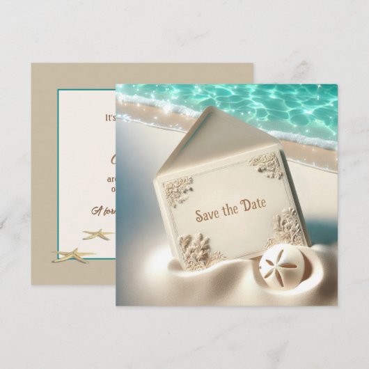 Save The Date Mariage Enregistrer La Date Dans Le Sable De La Pl (Devant / Derrière)