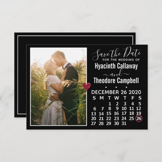 Save The Date Mariage Enregistrer la date Décembre 2020 Calendri (Devant / Derrière)