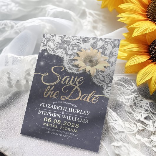 Save The Date Mariage Enregistrer La Date Dentelle Tournesol Gui