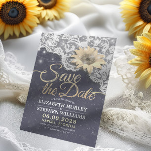 Save The Date Mariage Enregistrer la Date Dentelle Tournesol Gui