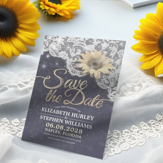 Save The Date Mariage Enregistrer La Date Dentelle Tournesol Gui