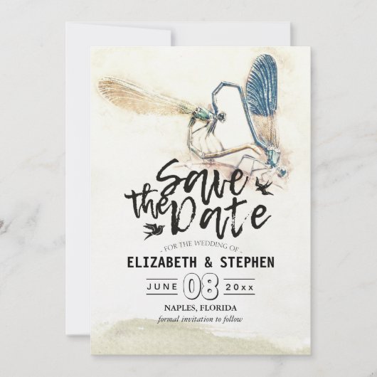 Save The Date Mariage Enregistrer La Date Dragonfly Mating Love (Devant)