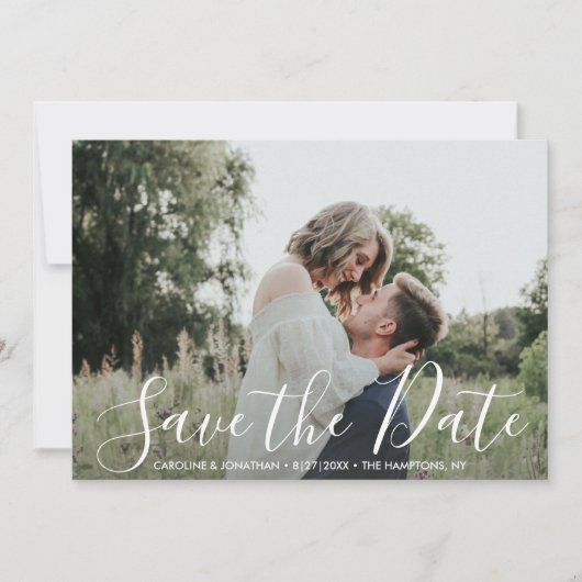 Save The Date Mariage Enregistrer la date Elegant Argent & Blanc (Devant)