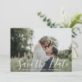 Save The Date Mariage Enregistrer la date Elegant Argent & Blanc (Debout devant)