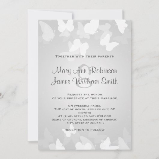 Save The Date Mariage Enregistrer La Date Éloignante Papillons B (Dos)