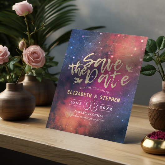 Save The Date Mariage Enregistrer La Date Galaxy Nebula Constell