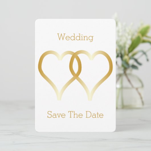 Save The Date Mariage Enregistrer La Date Gold Hearts (Debout devant)