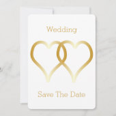 Save The Date Mariage Enregistrer La Date Gold Hearts (Devant)