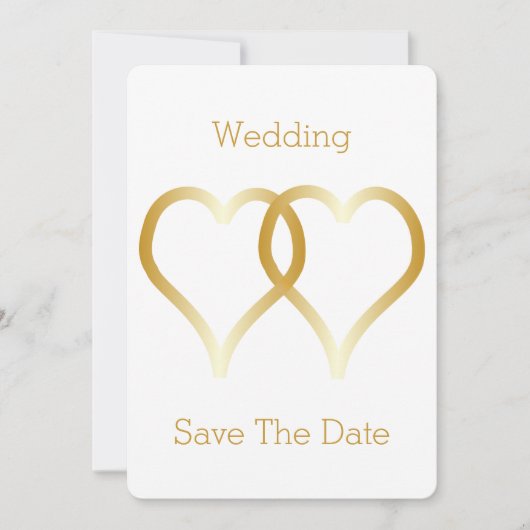 Save The Date Mariage Enregistrer La Date Gold Hearts (Devant)