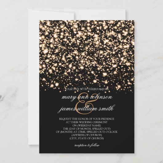 Save The Date Mariage Enregistrer La Date Gold Midnight Glam (Devant)