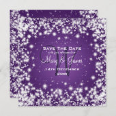 Save The Date Mariage Enregistrer La Date Hiver Étincelle Violet (Devant / Derrière)