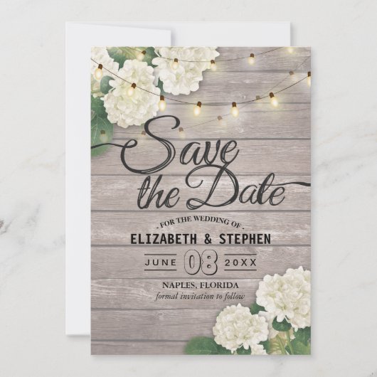 Save The Date Mariage Enregistrer La Date Hydrangea String Light (Devant)