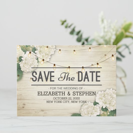 Save The Date Mariage Enregistrer La Date Hydrangea String Light (Debout devant)