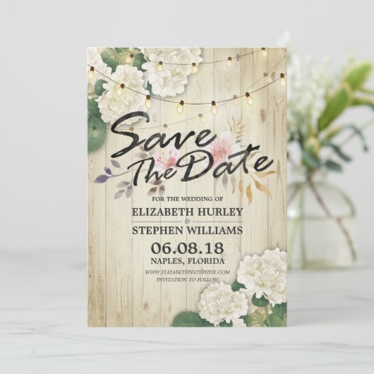 Save The Date Mariage Enregistrer La Date Hydrangea String Light (Debout devant)