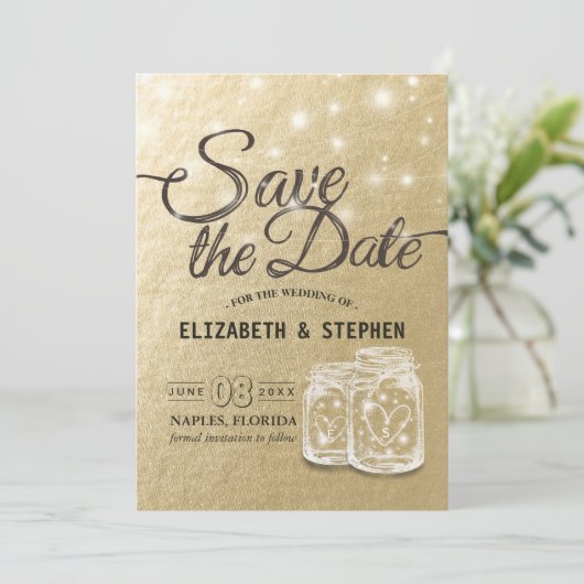 Save The Date Mariage Enregistrer La Date Mason Jar String Light (Debout devant)