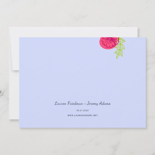 Save The Date Mariage Enregistrer la date Moderne Bleu Ruban Flo (Dos)