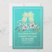 Save The Date Mariage Enregistrer La Date Moderne Or Ananas Coup (Devant)