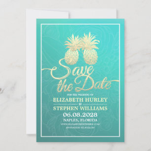 Save The Date Mariage Enregistrer La Date Moderne Or Ananas Coup