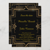 Save The Date Mariage Enregistrer la date, noir, grand-Gatsby, s (Devant / Derrière)