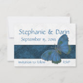 Save The Date Mariage Enregistrer la date Papillon Brocade bleu (Dos)