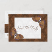 Save The Date Mariage Enregistrer la date Papillon Brocade brun (Devant / Derrière)
