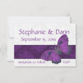 Save The Date Mariage Enregistrer la date papillon Brocade viole (Dos)