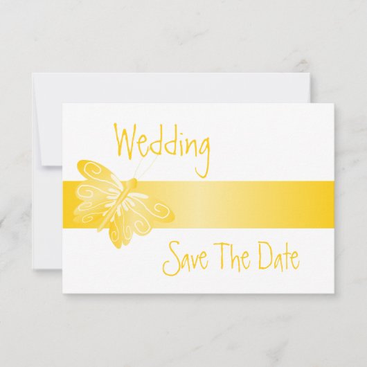 Save The Date Mariage Enregistrer La Date Papillon Jaune (Devant)