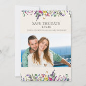 Save The Date Mariage Enregistrer la date Photo Aquarelle Fleurs (Devant)