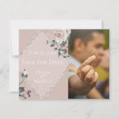 Save The Date MARIAGE | Enregistrer la date PHOTO Dusty rose Flo (Devant)