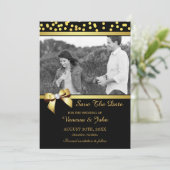 Save The Date Mariage Enregistrer La Date Photo Gold Confetti No (Debout devant)