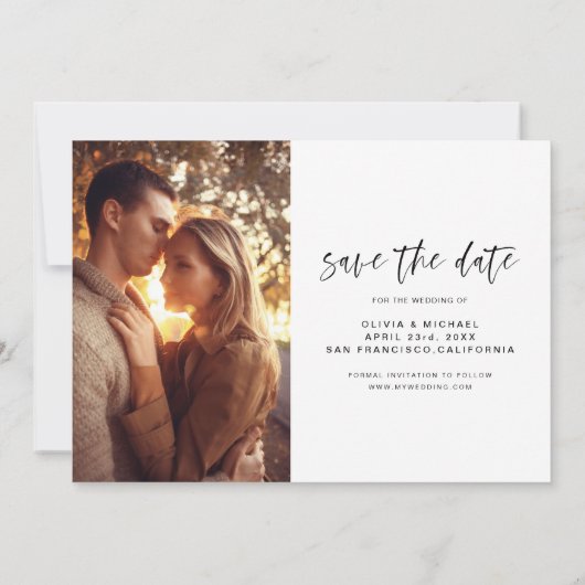 Save The Date Mariage Enregistrer la Date Photo Romantique minim (Dos)
