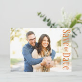 Save The Date Mariage Enregistrer La Date Photo Rustique Feuille (Debout devant)