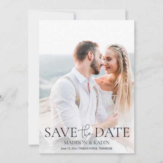 Save The Date Mariage Enregistrer la date Photo Script élégant (Devant)