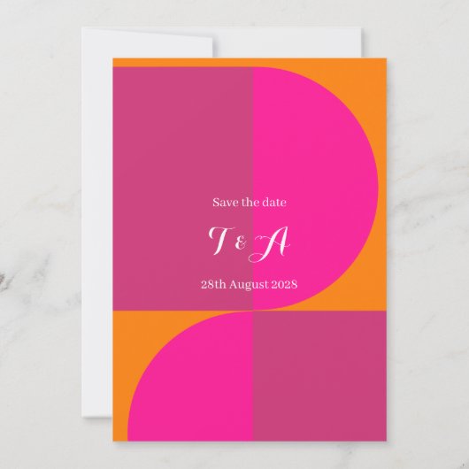 Save The Date Mariage Enregistrer la date Rétro Abstrait rose or (Dos)