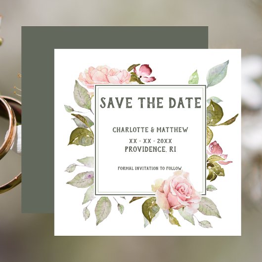 Save The Date Mariage Enregistrer La Date Roses Rose