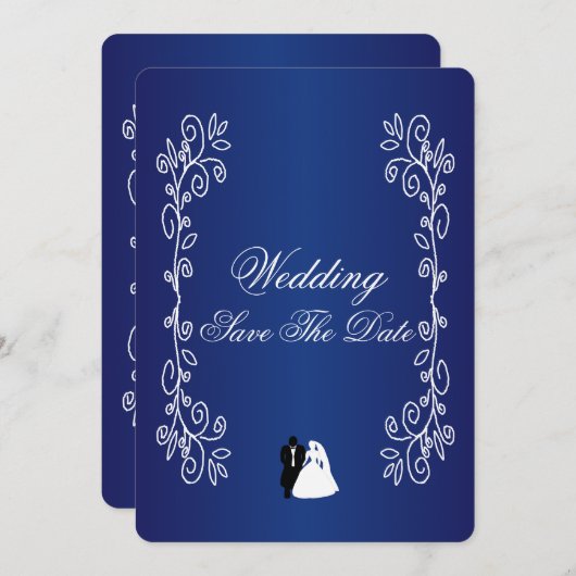 Save The Date Mariage Enregistrer La Date Royal Blue Bride Groom (Devant / Derrière)