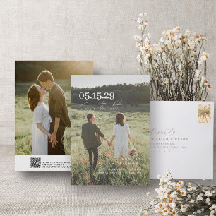 Save The Date Mariage Enregistrer La Date Script Chic 2 Photo QR