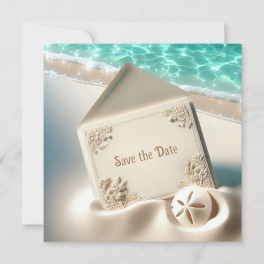Save The Date Mariage Enregistrer La Date Sur La Plage De Sable (Devant)
