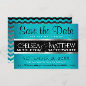 Save The Date Mariage Enregistrer la date Turquoise et Argent (Devant / Derrière)